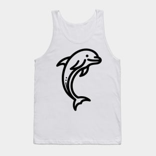 Stick Figure of a Dolphin in Black Ink Tank Top